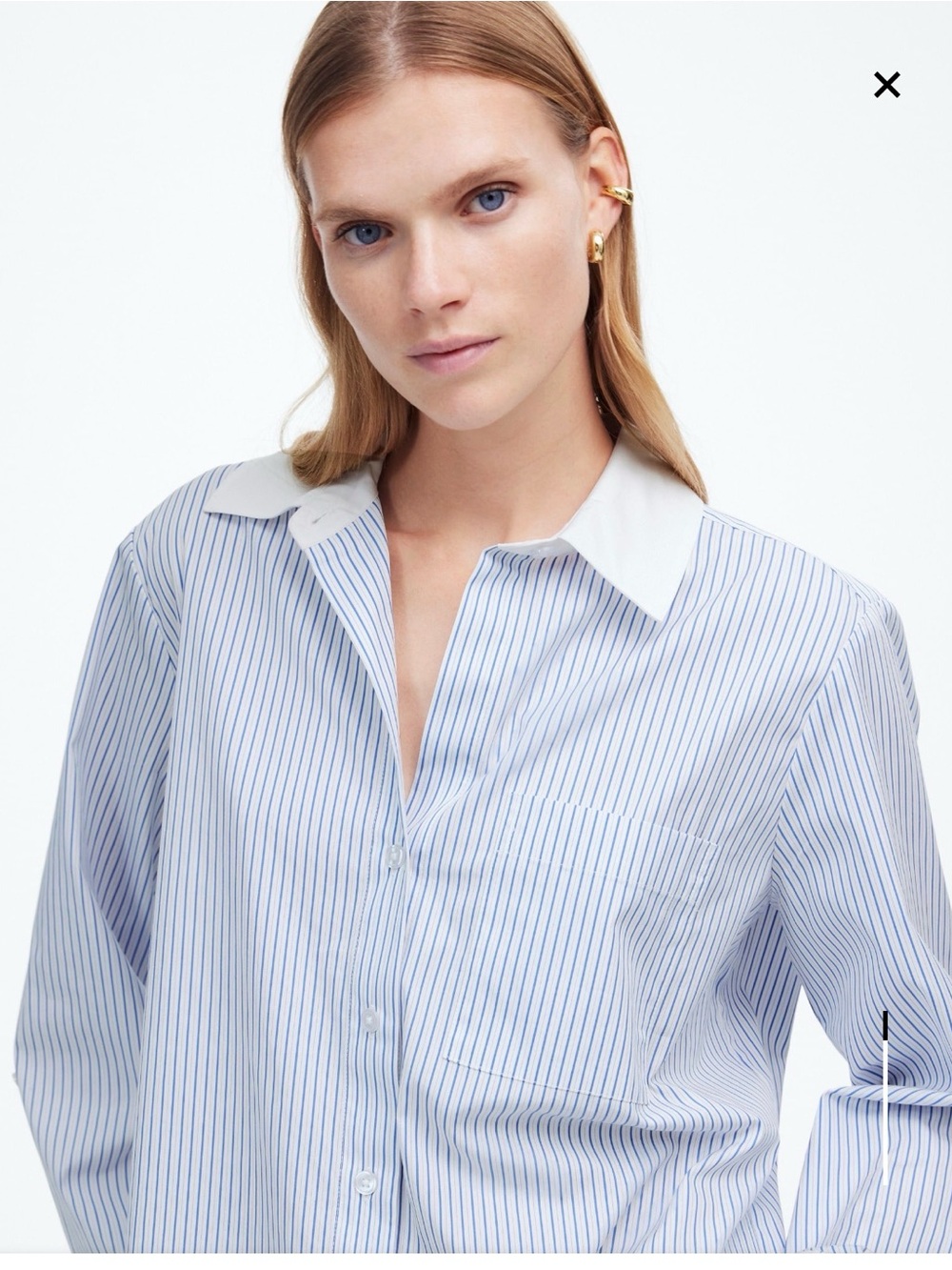 Madewell Easy Y-Neck Button-Up Shirt color Hydranea size M